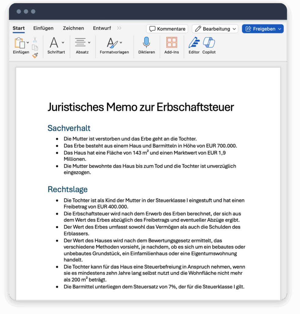 Copilot Textentwürfe