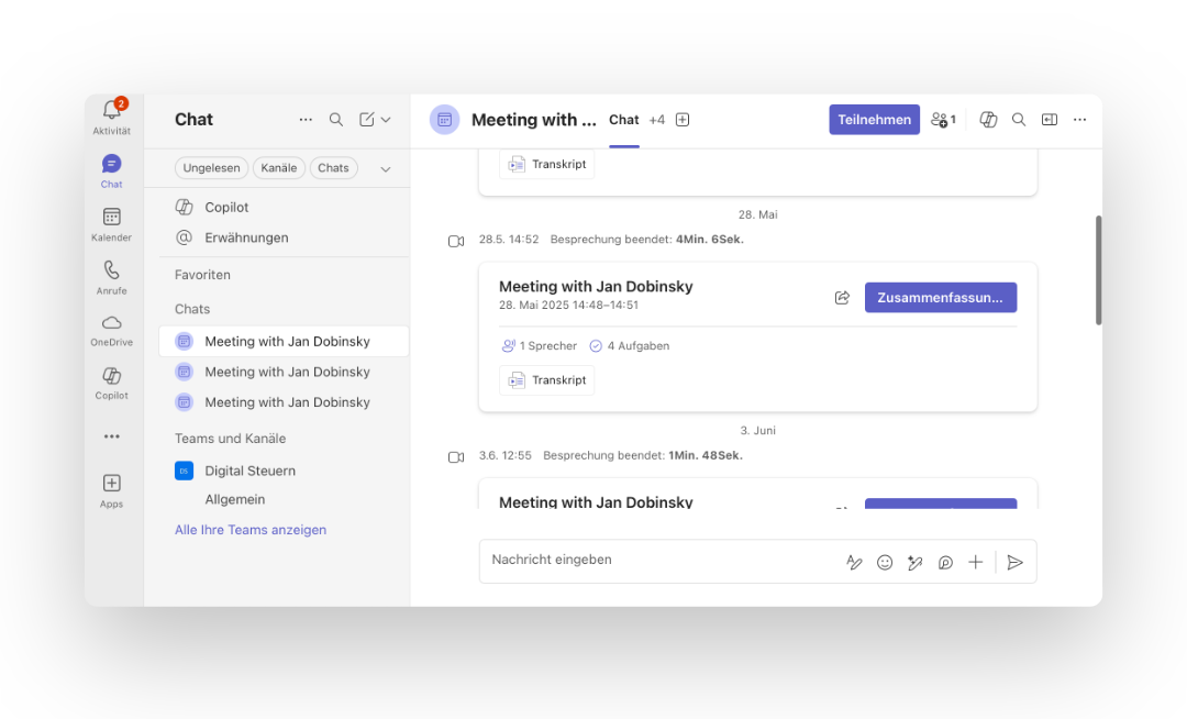 Mit Copilot Teams Meetings organisieren und nachbereiten